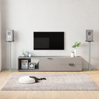 Soportes altavoces 2 ud vidrio templado negro y plata 3 pilares