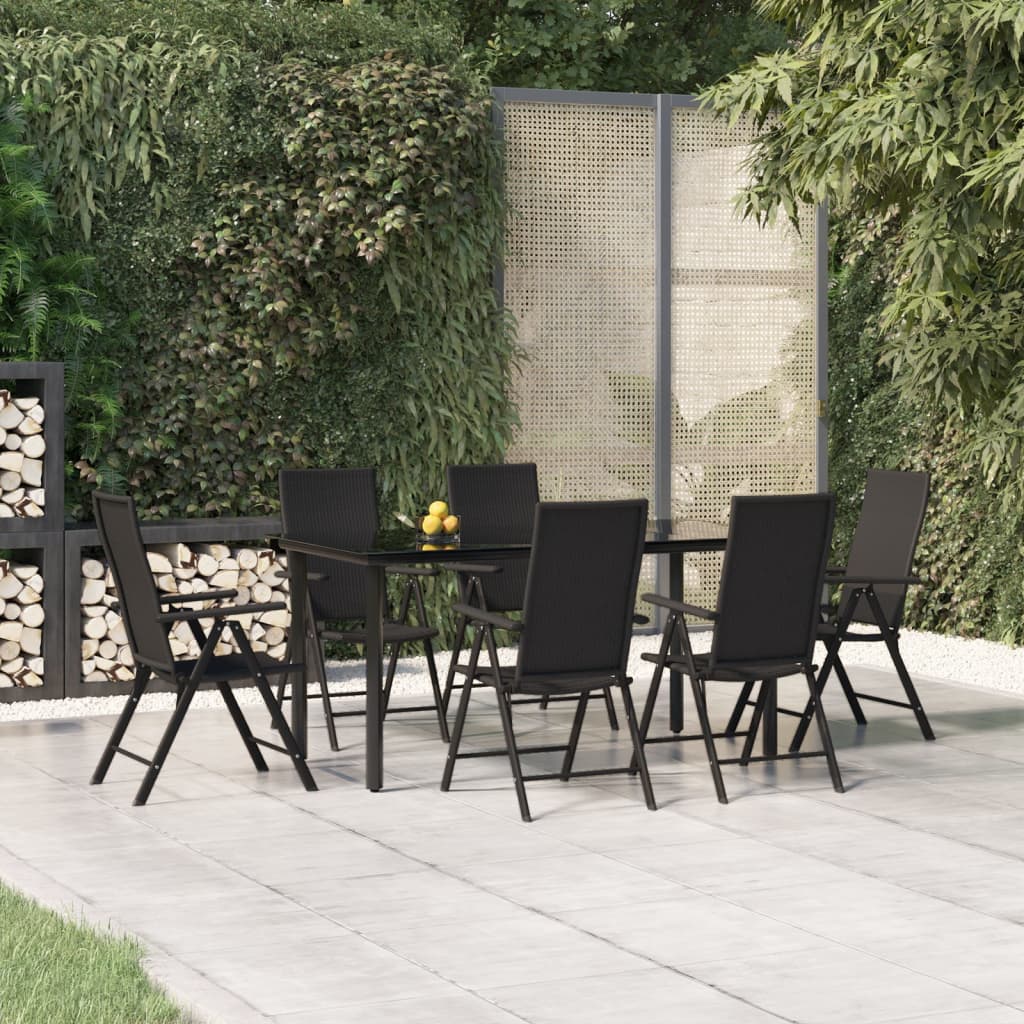 Juego de comedor de jardín 7 piezas marrón