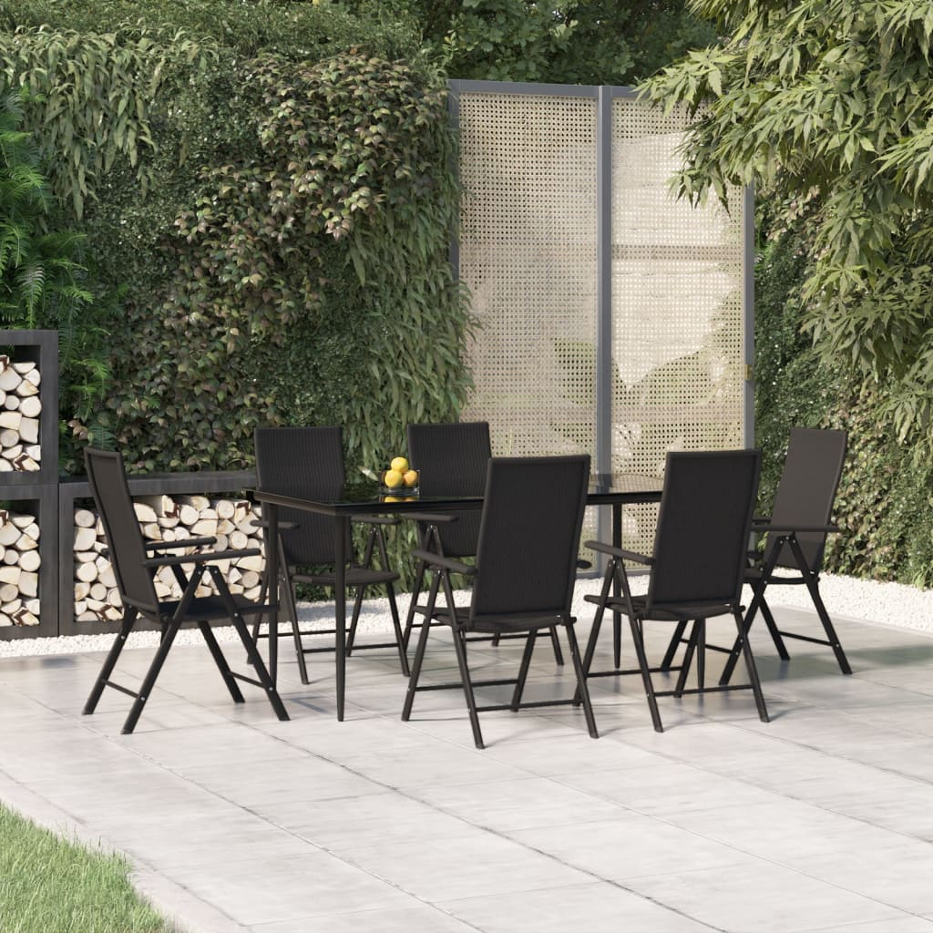Juego de comedor de jardín 7 piezas marrón
