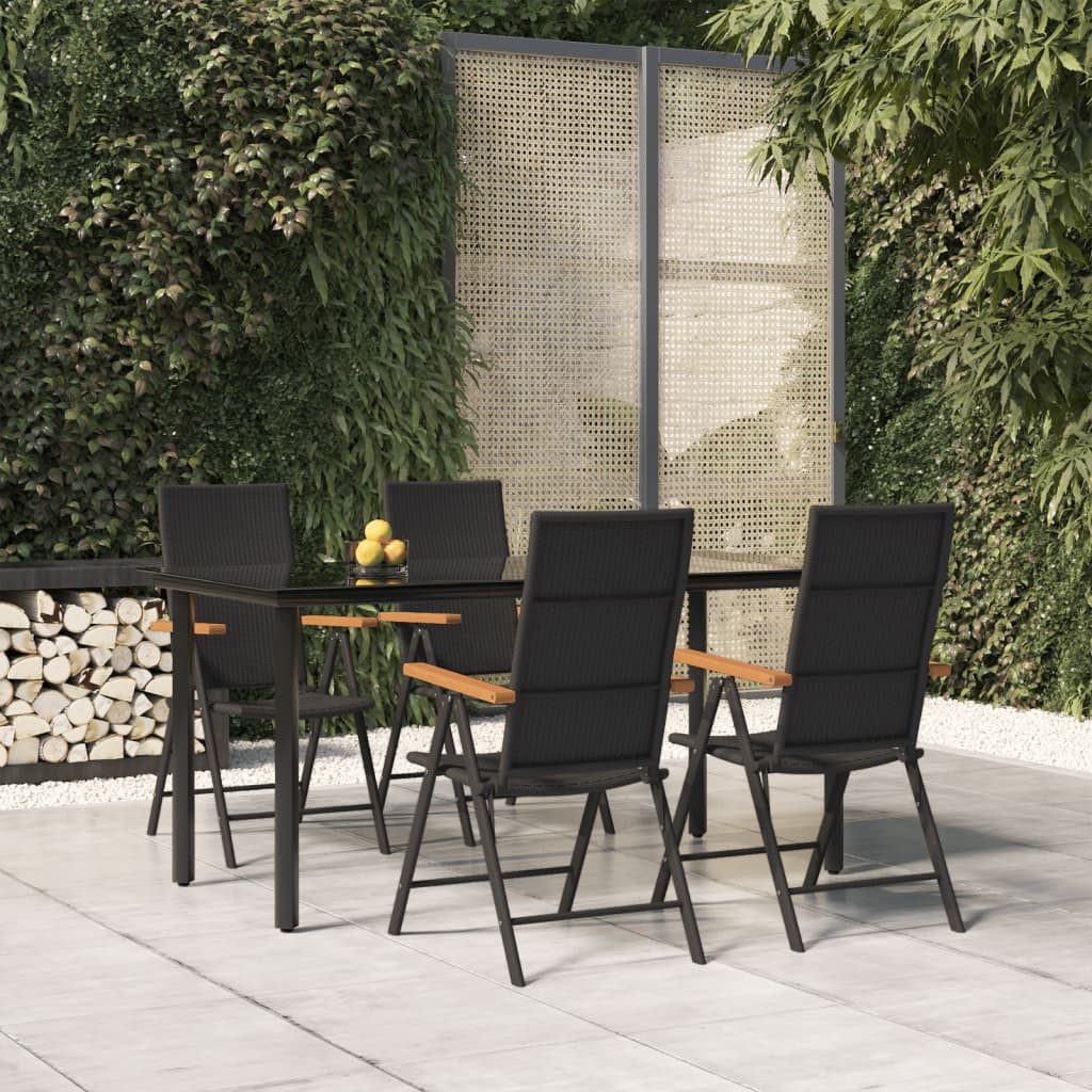 3067729 5 Piece Garden Dining Set Black (147875+2x46548)
