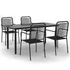 Juego de comedor jardín 5 pzas acero y cuerda de algodón negro
