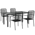 Juego de comedor jardín 5 pzas acero y cuerda de algodón negro