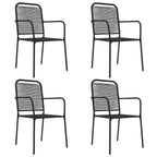 Juego de comedor jardín 5 pzas acero y cuerda de algodón negro