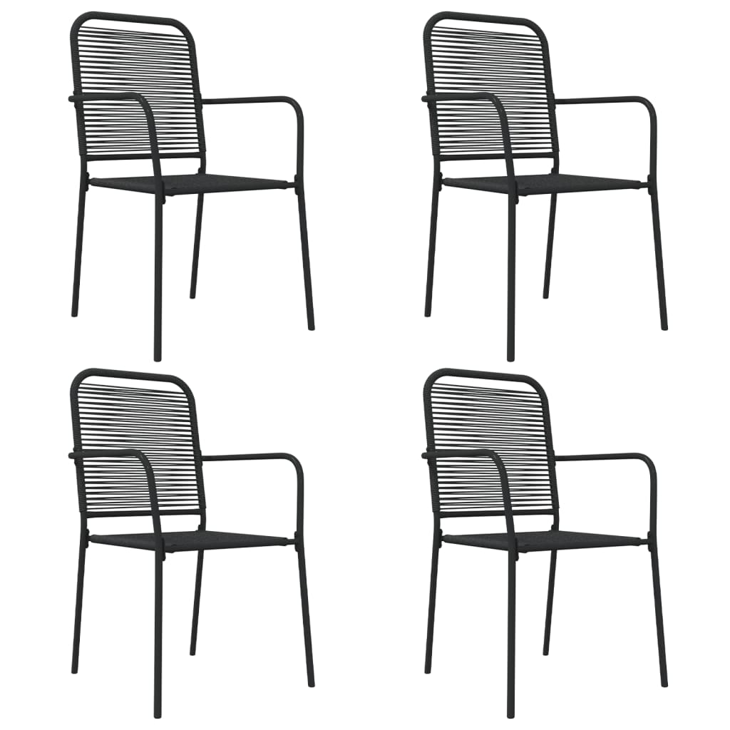 Juego de comedor jardín 5 pzas acero y cuerda de algodón negro