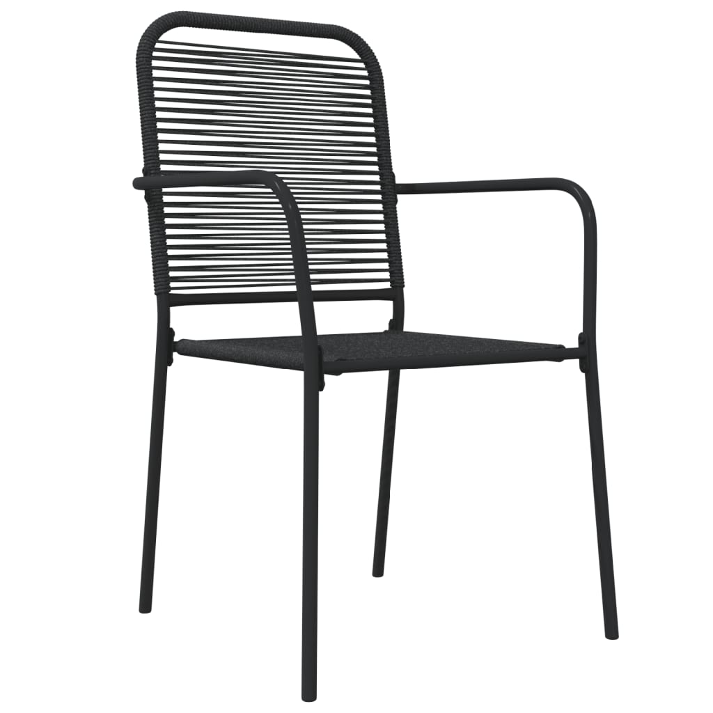 Juego de comedor jardín 5 pzas acero y cuerda de algodón negro