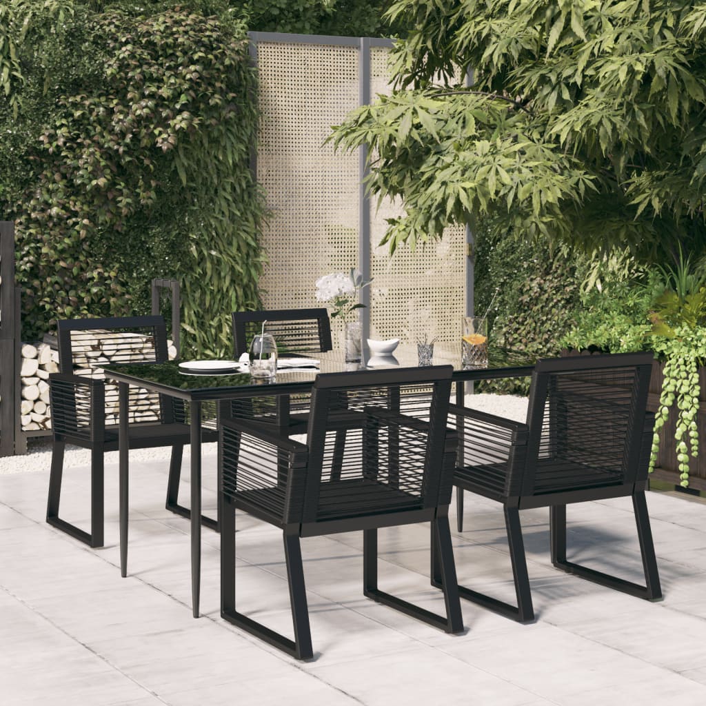 Juego de comedor de jardín 5 piezas negro