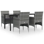 Juego de comedor para jardín 5 piezas con cojines gris y negro