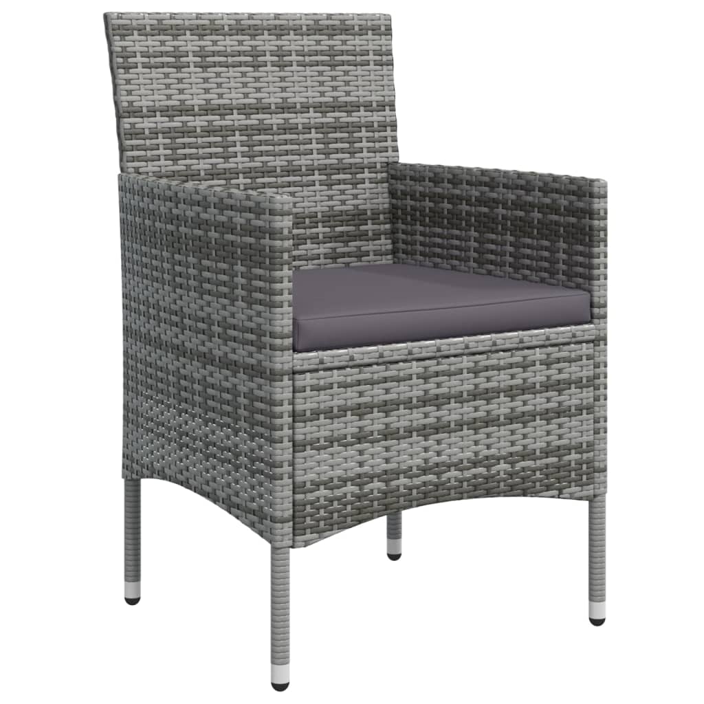 Juego de comedor para jardín 5 piezas con cojines gris y negro