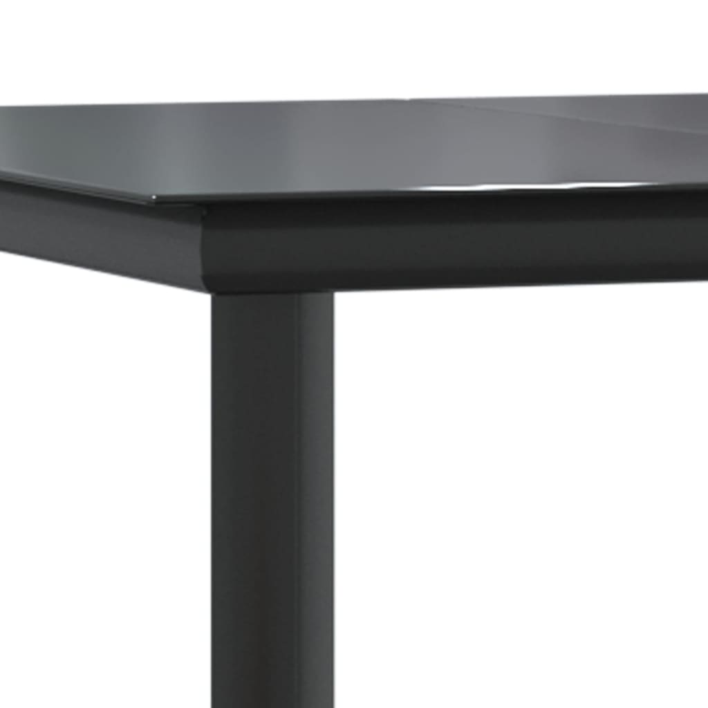 Juego de comedor para jardín 5 piezas con cojines gris y negro