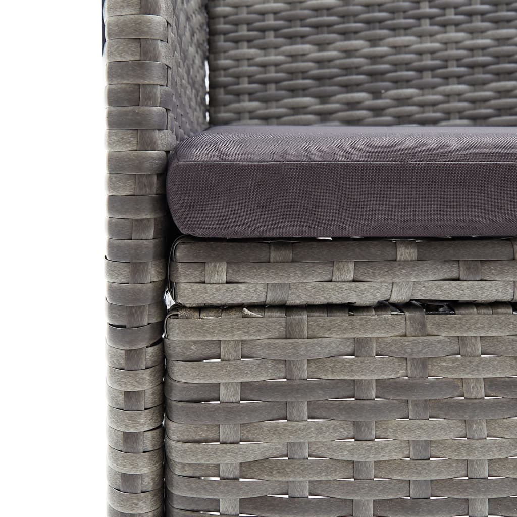 Juego de comedor de jardín 7 piezas con cojines gris y negro