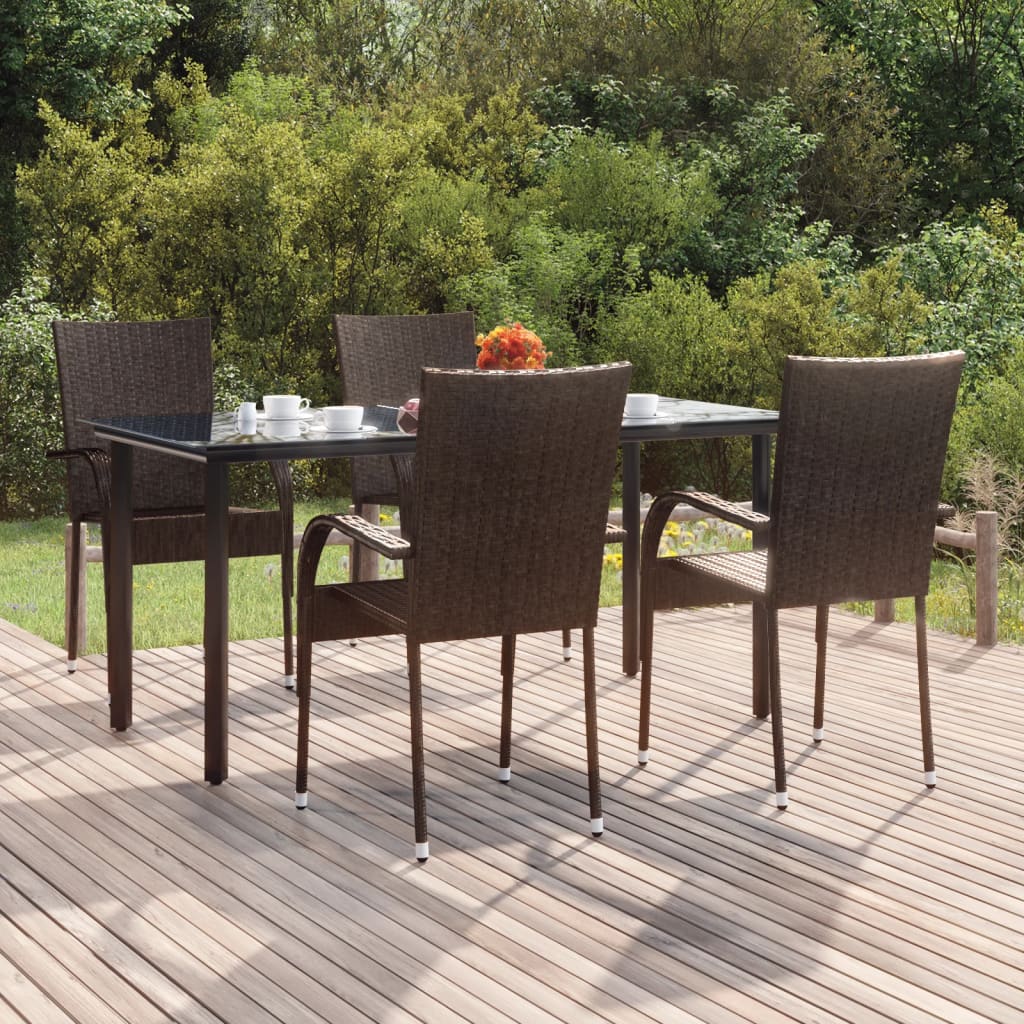 Conjunto de sala de jantar de jardim 3 peças com almofadas preto