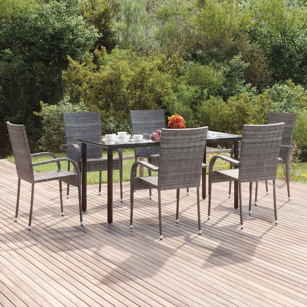 Conjunto de sala de jantar de jardim 3 peças com almofadas preto
