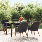 Comedor de jardín 5 pzas ratán sintético y madera acacia negro