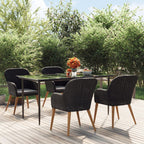 Comedor de jardín 5 pzas ratán sintético y madera acacia negro