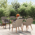 Comedor de jardín 5 pzas ratán sintético y madera acacia negro