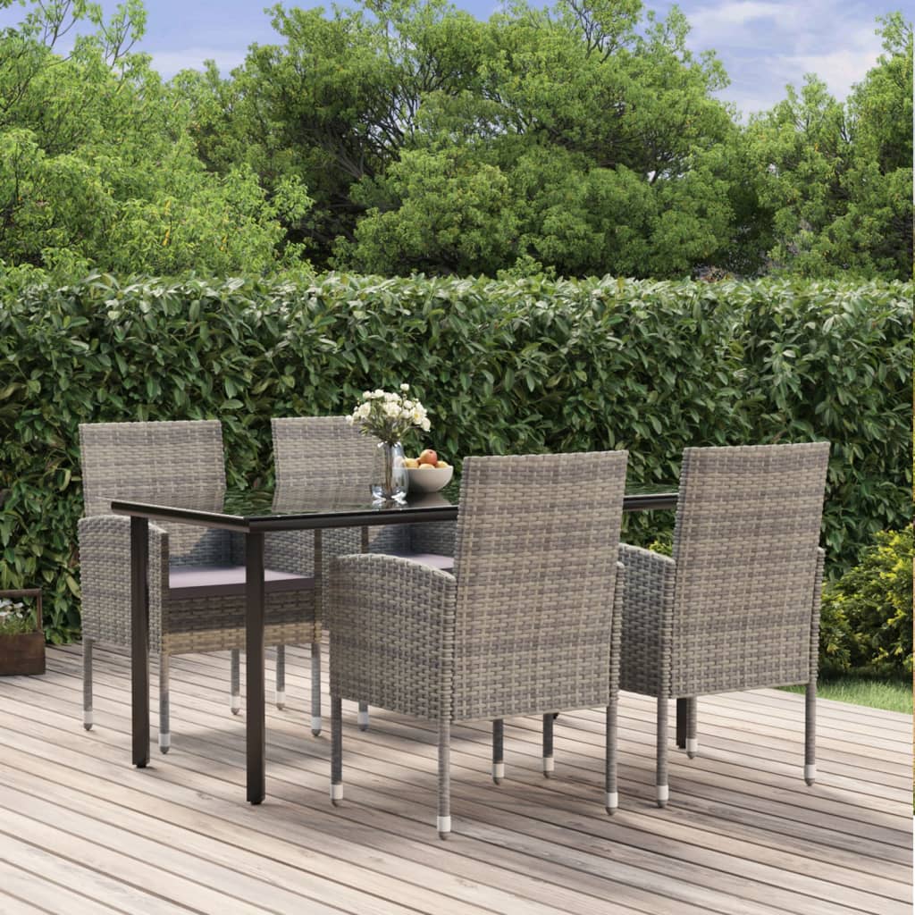 Juego comedor de jardín 3 piezas ratán sintético gris