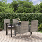 Juego comedor de jardín 3 piezas ratán sintético gris