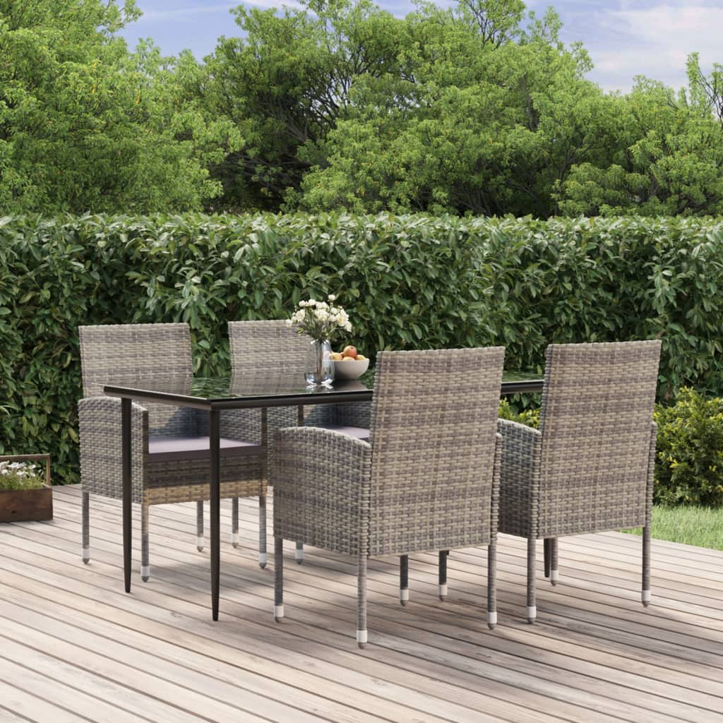 Juego comedor de jardín 3 piezas ratán sintético gris