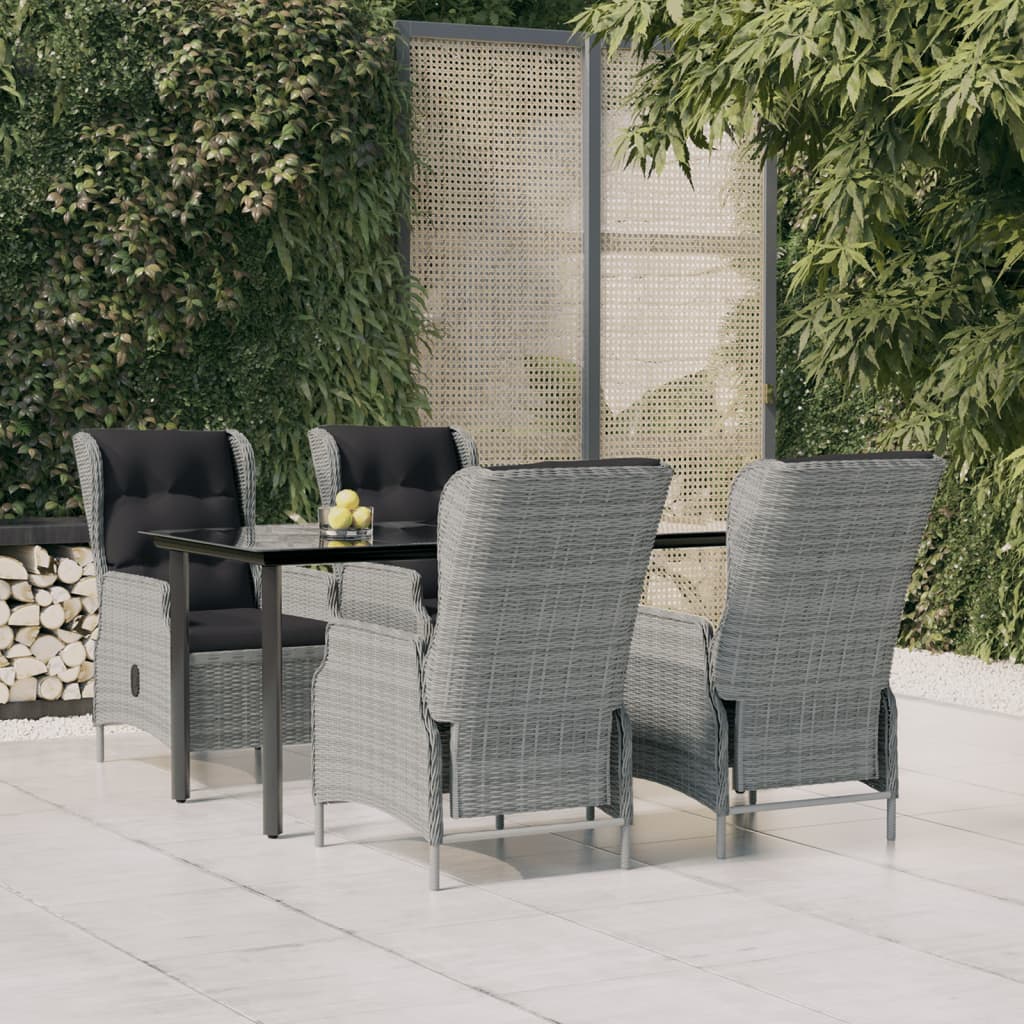 Juego comedor de jardín 3 piezas ratán sintético gris