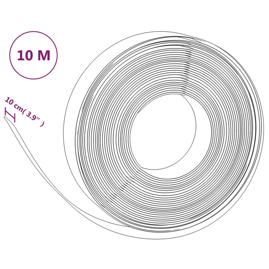 Gray polyethylene garden edging 10 m 10 cm