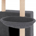 Rascador para gatos con postes de sisal gris oscuro 132 cm