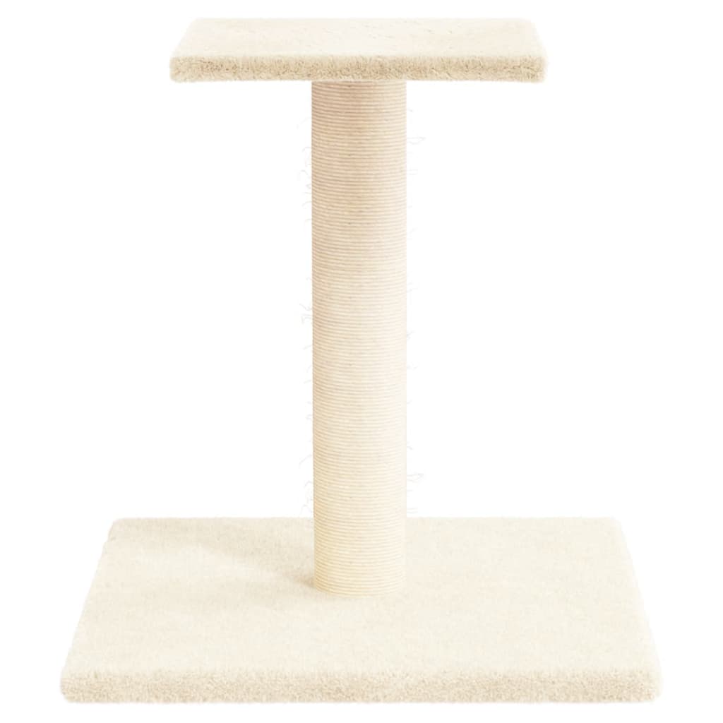 Poste rascador para gatos con plataforma color crema 38 cm