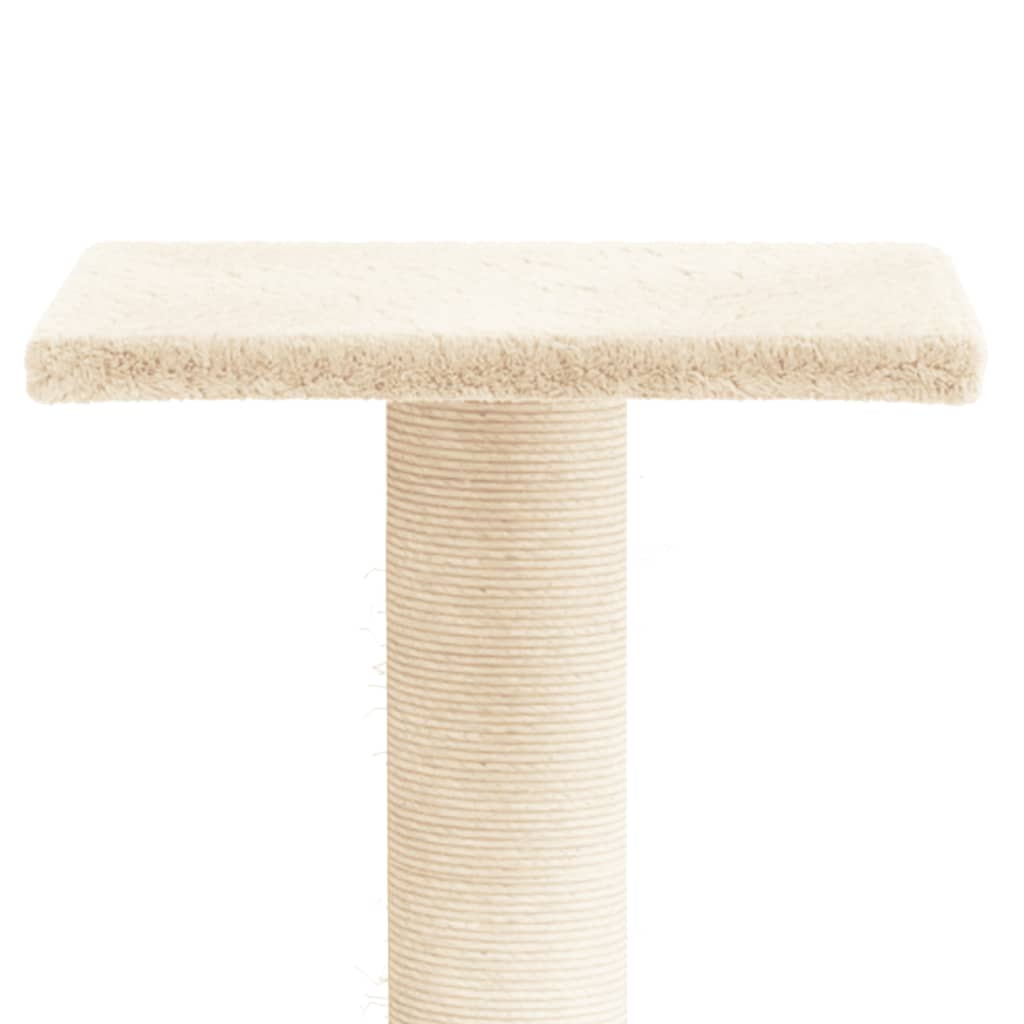 Poste rascador para gatos con plataforma color crema 38 cm