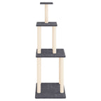 Rascador para gatos con postes de sisal gris oscuro 149 cm