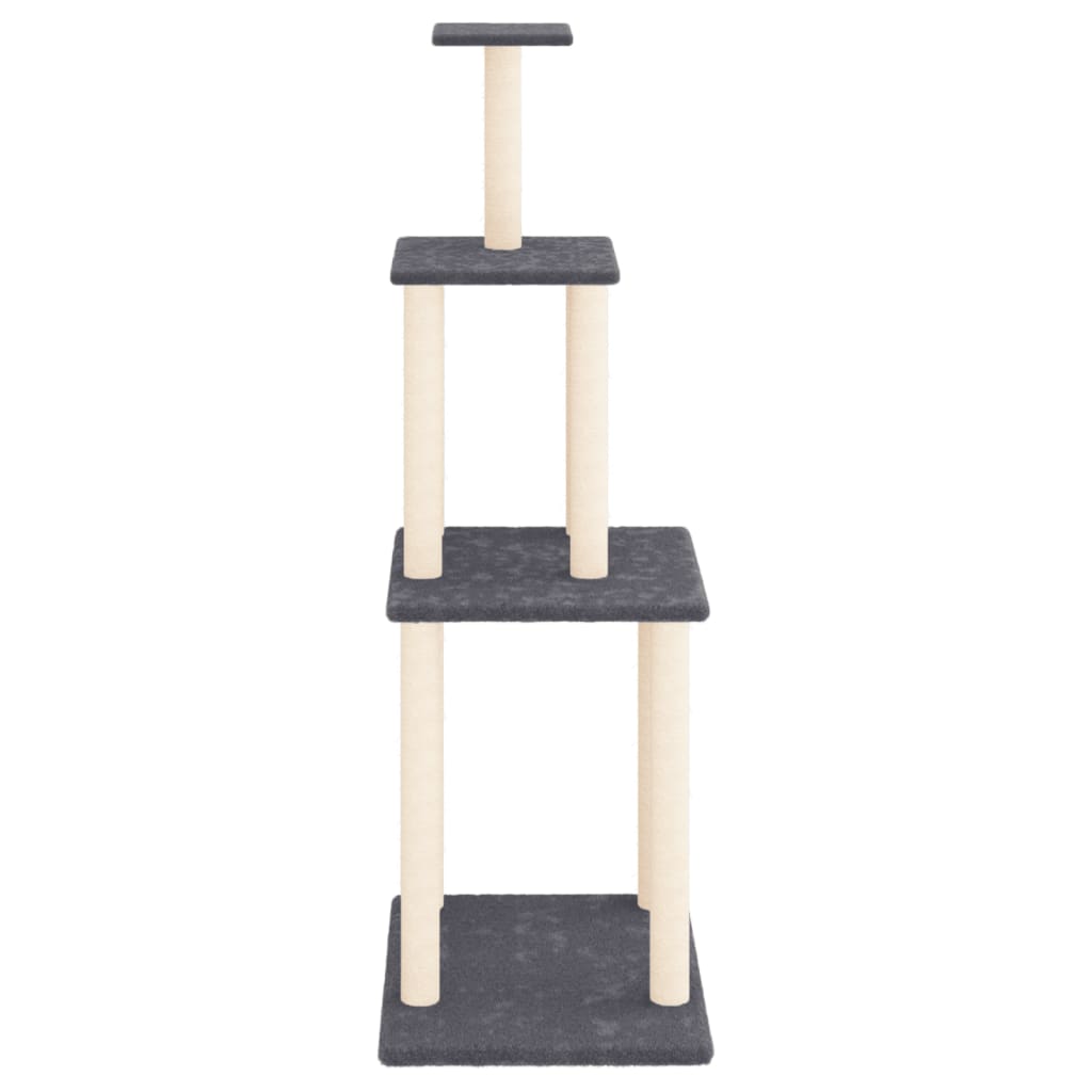 Rascador para gatos con postes de sisal gris oscuro 149 cm