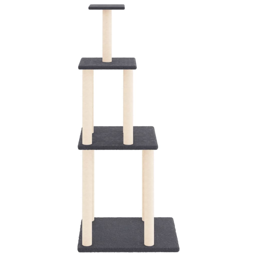 Rascador para gatos con postes de sisal gris oscuro 149 cm