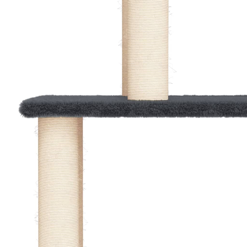Rascador para gatos con postes de sisal gris oscuro 149 cm