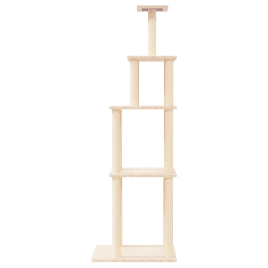 Rascador para gatos con postes de sisal color crema 183 cm