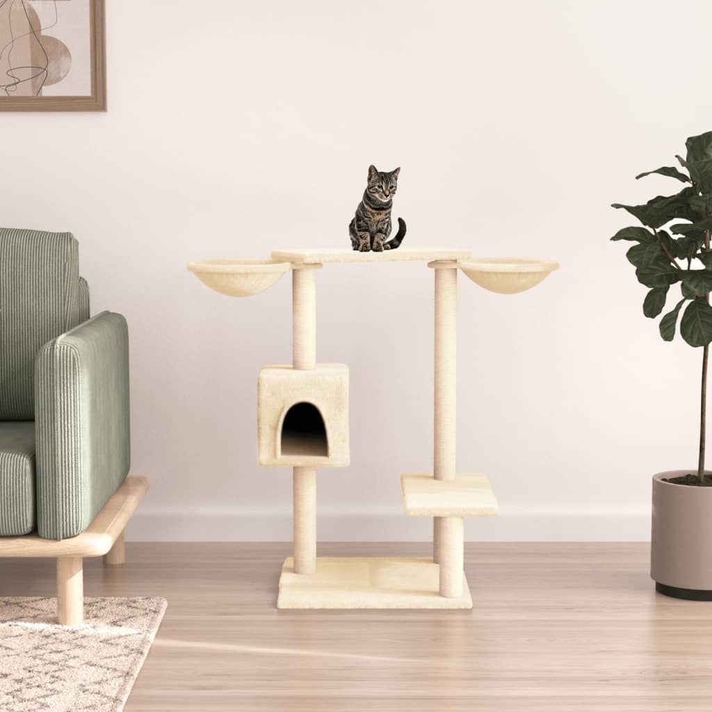 Rascador para gatos con postes de sisal gris oscuro 85,5 cm