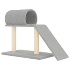 Rascador para gatos con túnel y escalera gris claro 55,5 cm