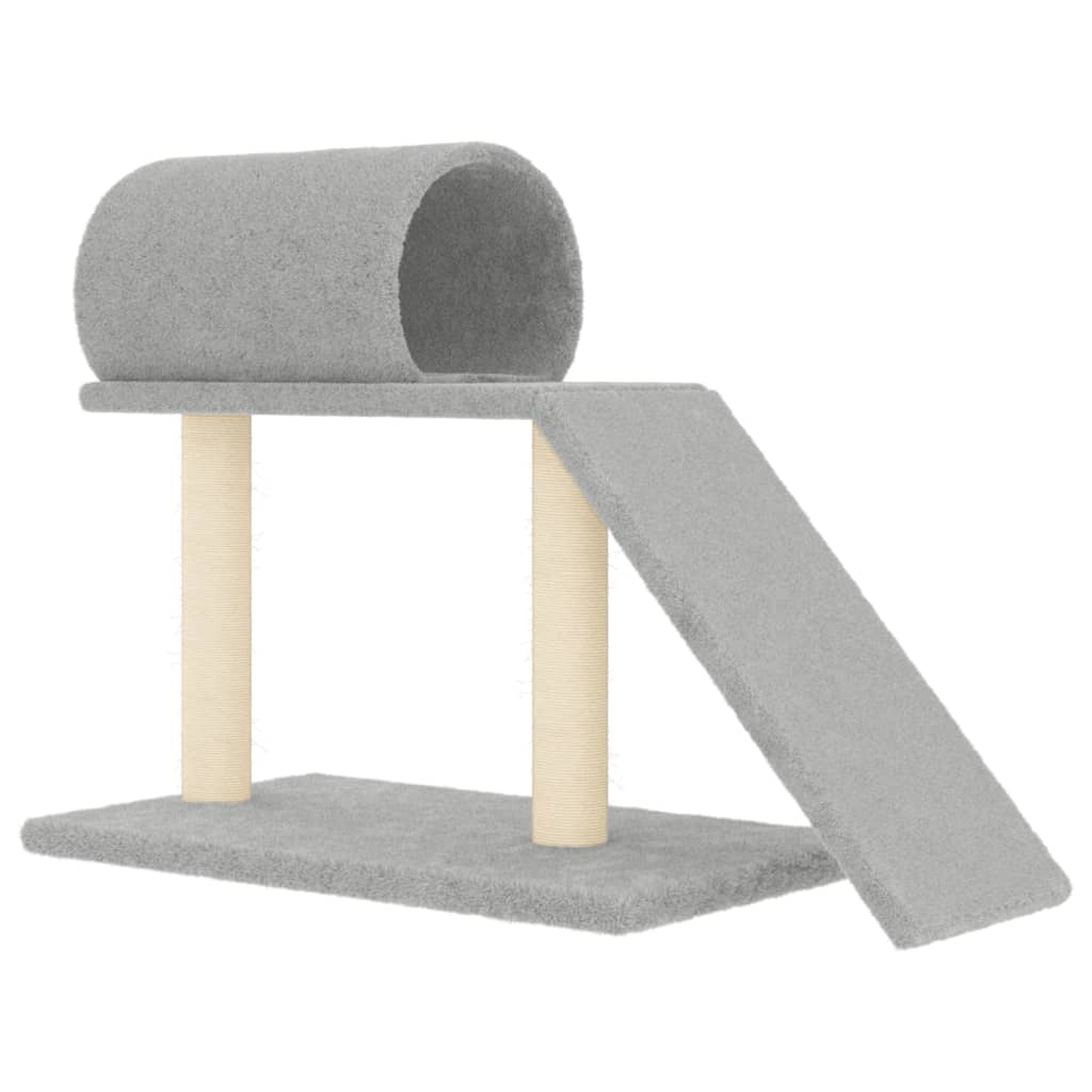 Rascador para gatos con túnel y escalera gris claro 55,5 cm