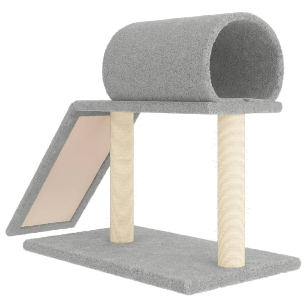 Rascador para gatos con túnel y escalera gris claro 55,5 cm