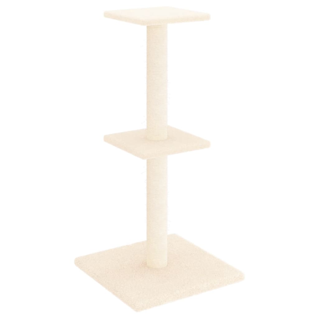 Rascador para gatos con postes de sisal color crema 73 cm