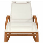 Mecedora de textileno blanco y madera maciza de álamo