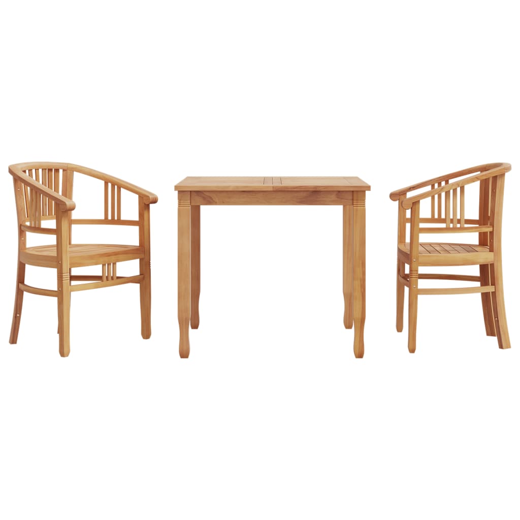Juego de comedor para jardín 3 pzas madera maciza de teca