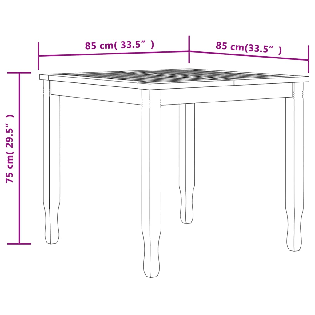 Juego de comedor para jardín 3 pzas madera maciza de teca