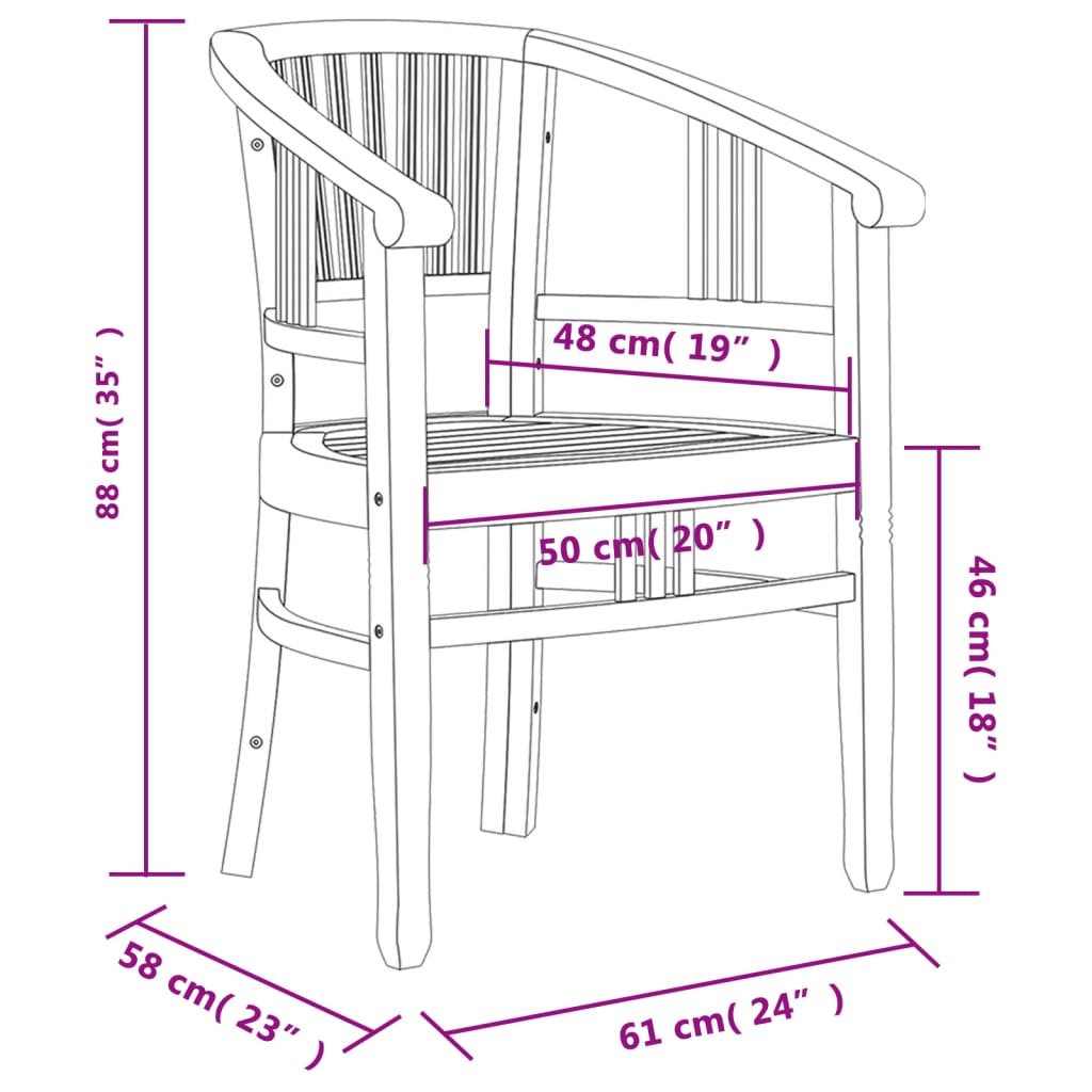 Juego de comedor para jardín 3 pzas madera maciza de teca