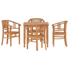 Juego de comedor para jardín 5 piezas madera maciza de teca
