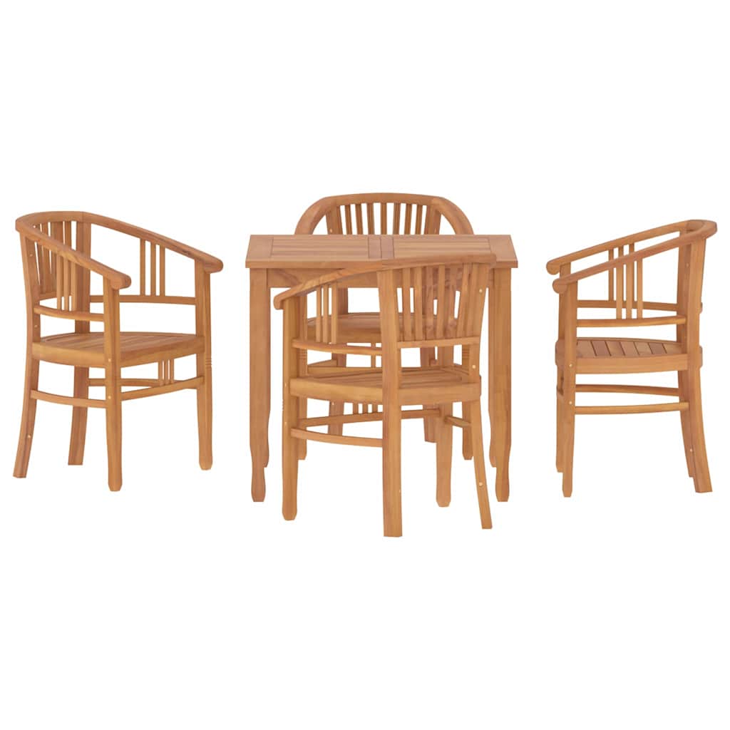 Juego de comedor para jardín 5 piezas madera maciza de teca