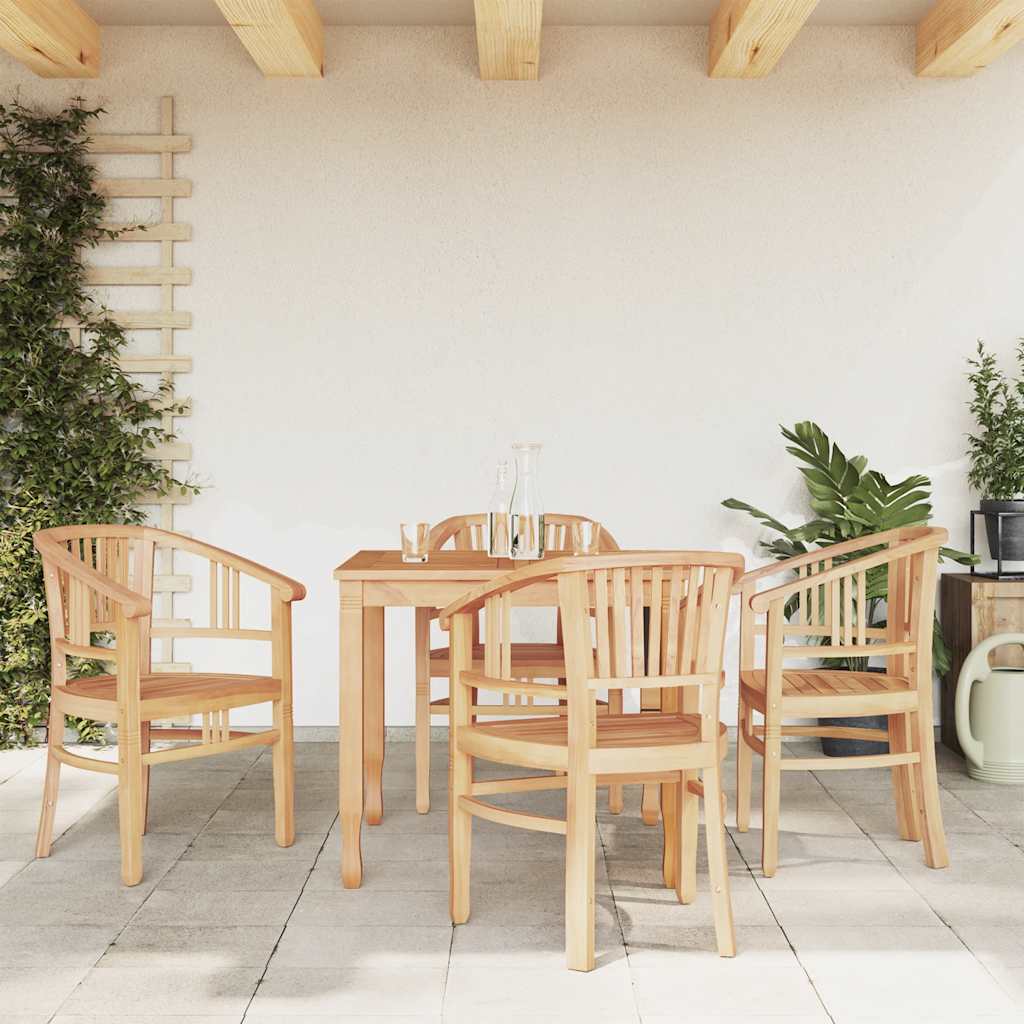 Juego de comedor para jardín 5 piezas madera maciza de teca