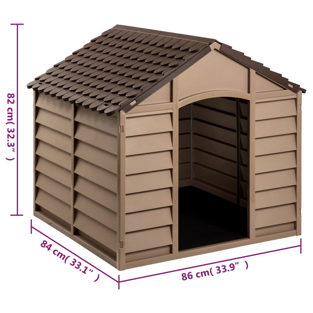 Caseta para perros polipropileno marrón 86x84x82 cm
