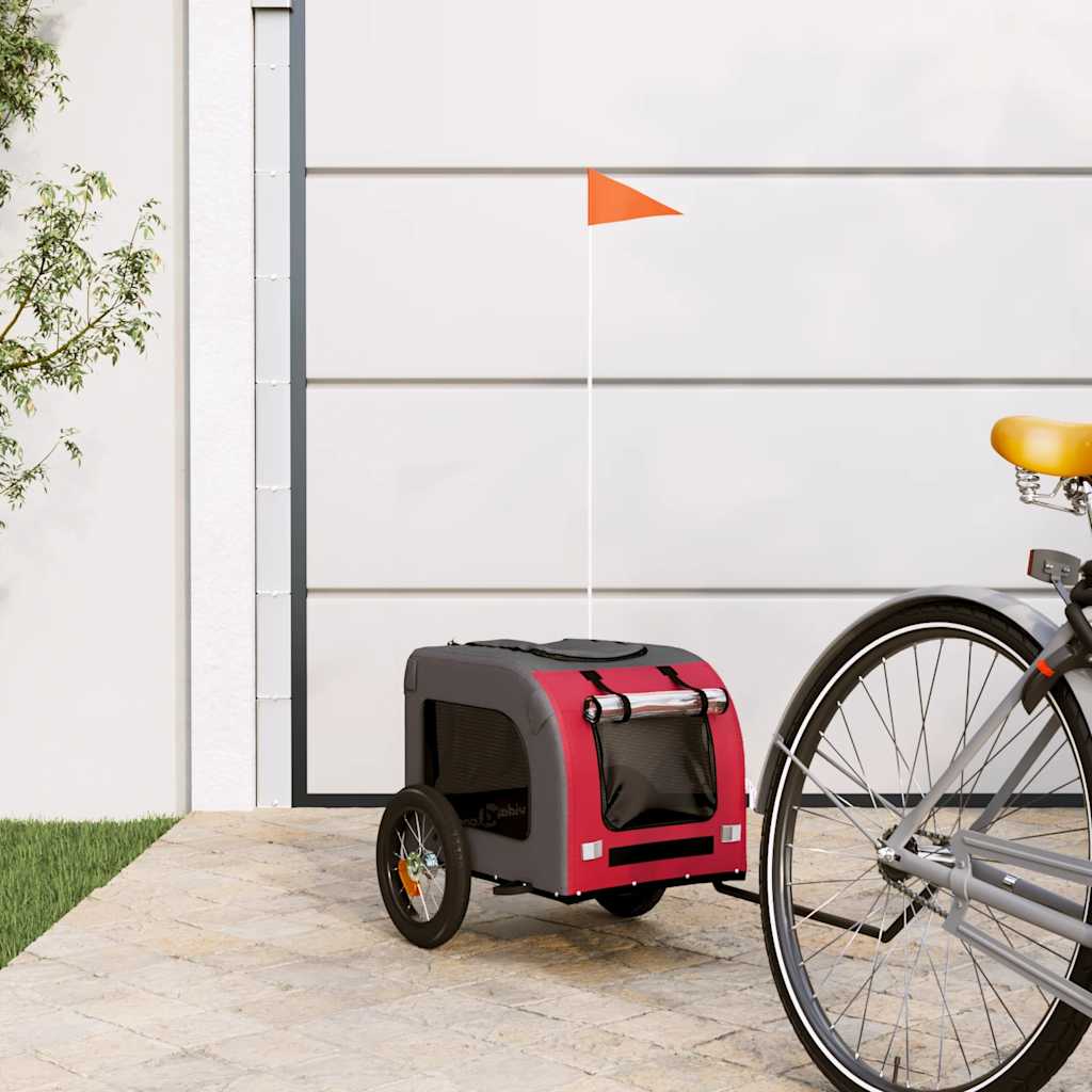 Remolque de bicicleta mascotas hierro tela Oxford rojo