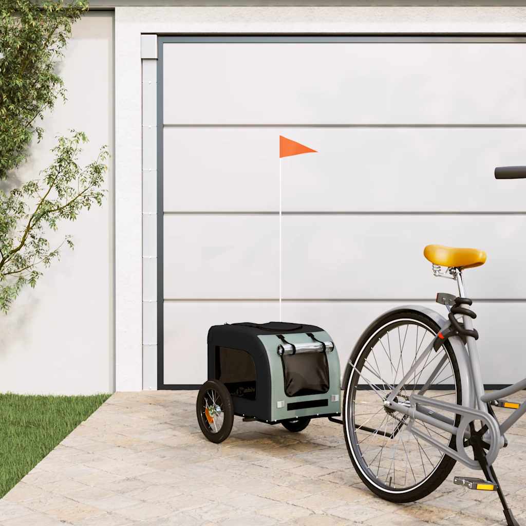 Remolque de bicicleta mascotas hierro tela Oxford gris