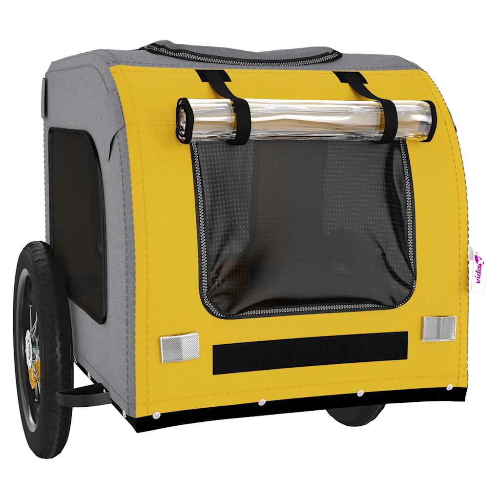 Remolque de bicicleta mascotas hierro tela Oxford amarillo gris