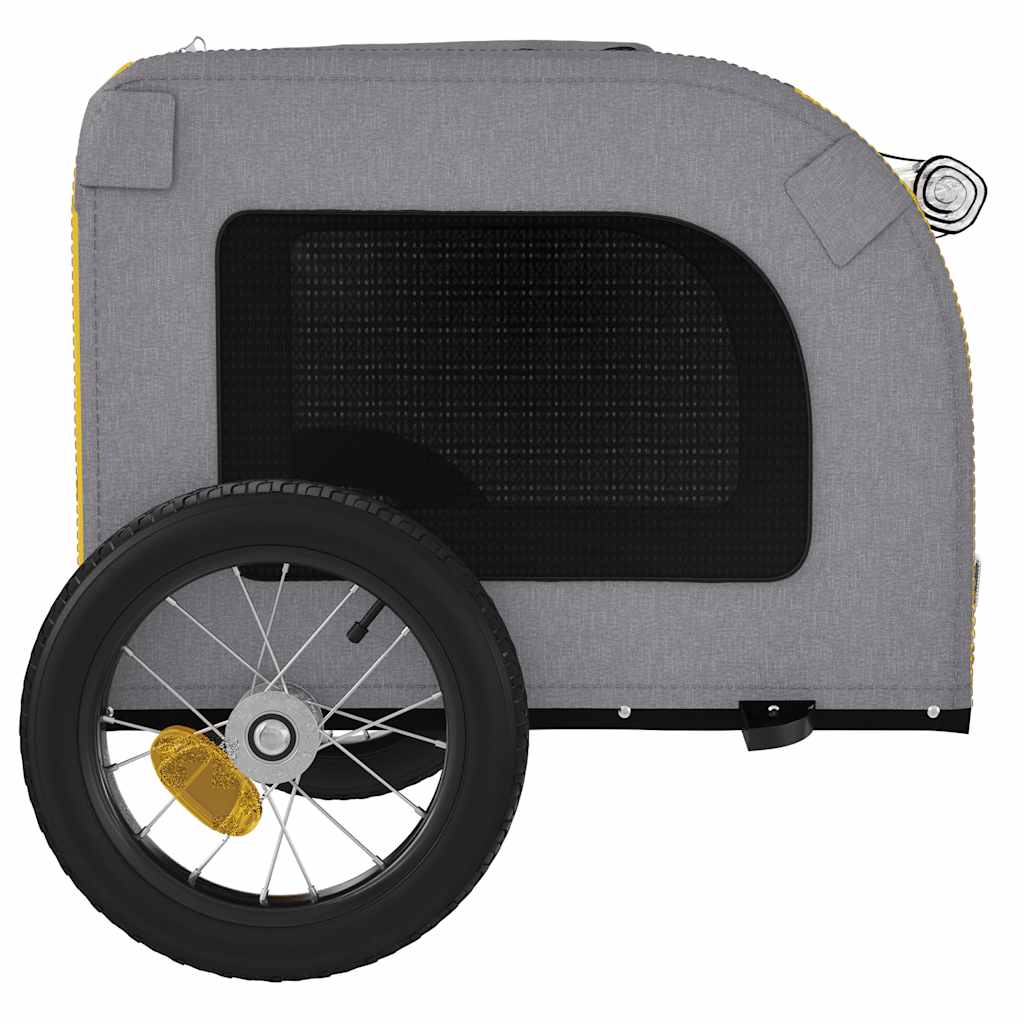 Remolque de bicicleta mascotas hierro tela Oxford amarillo gris