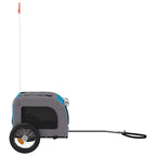 Remolque de bicicleta mascotas hierro tela Oxford azul gris